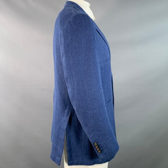 SUITSUPPLY Size 44 Blue Woven Silk Linen Notch Lapel Sport Coat - Picture 2 of 12